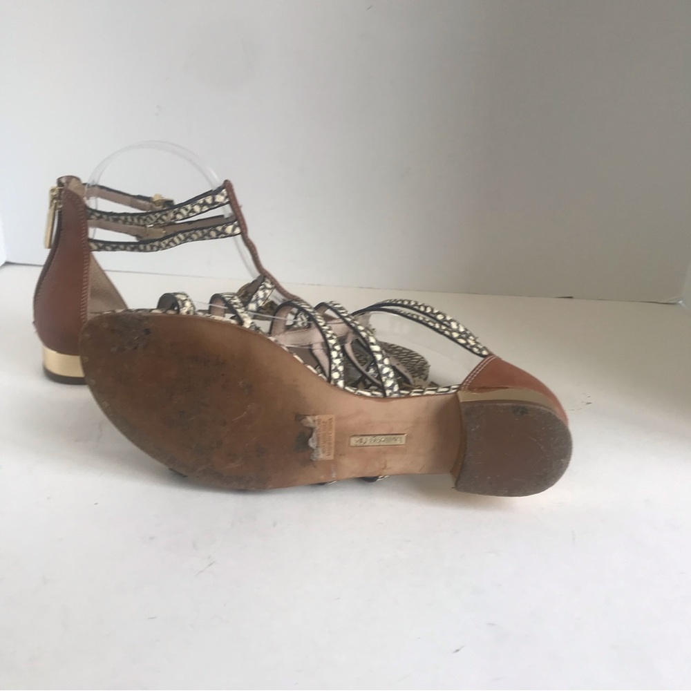 Louise Et Cie Tan Leather Snakeskin ANJA Open Toe Gladiator Sandals EU 38 - Picture 6 of 12